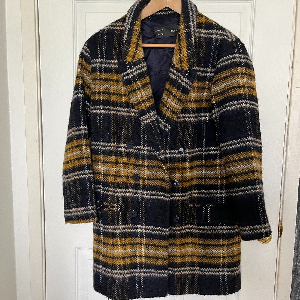 Zara Plaid Wool Coat